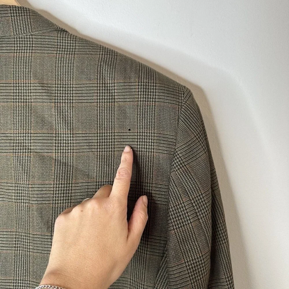 Brooks Brothers 346 Men's 3-Button Blazer Brown Houndstooth‎ 100% Wool Size 44R